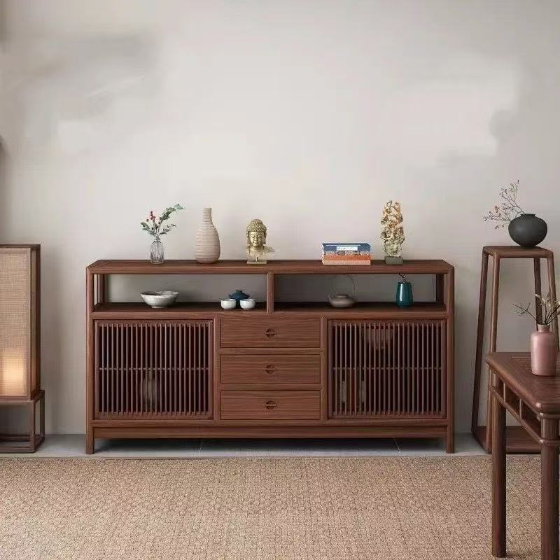 新中式实木餐边柜茶室储物柜