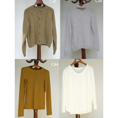 设计师样衣裸感百搭修身型圆领翻领针织上衣小衫系列