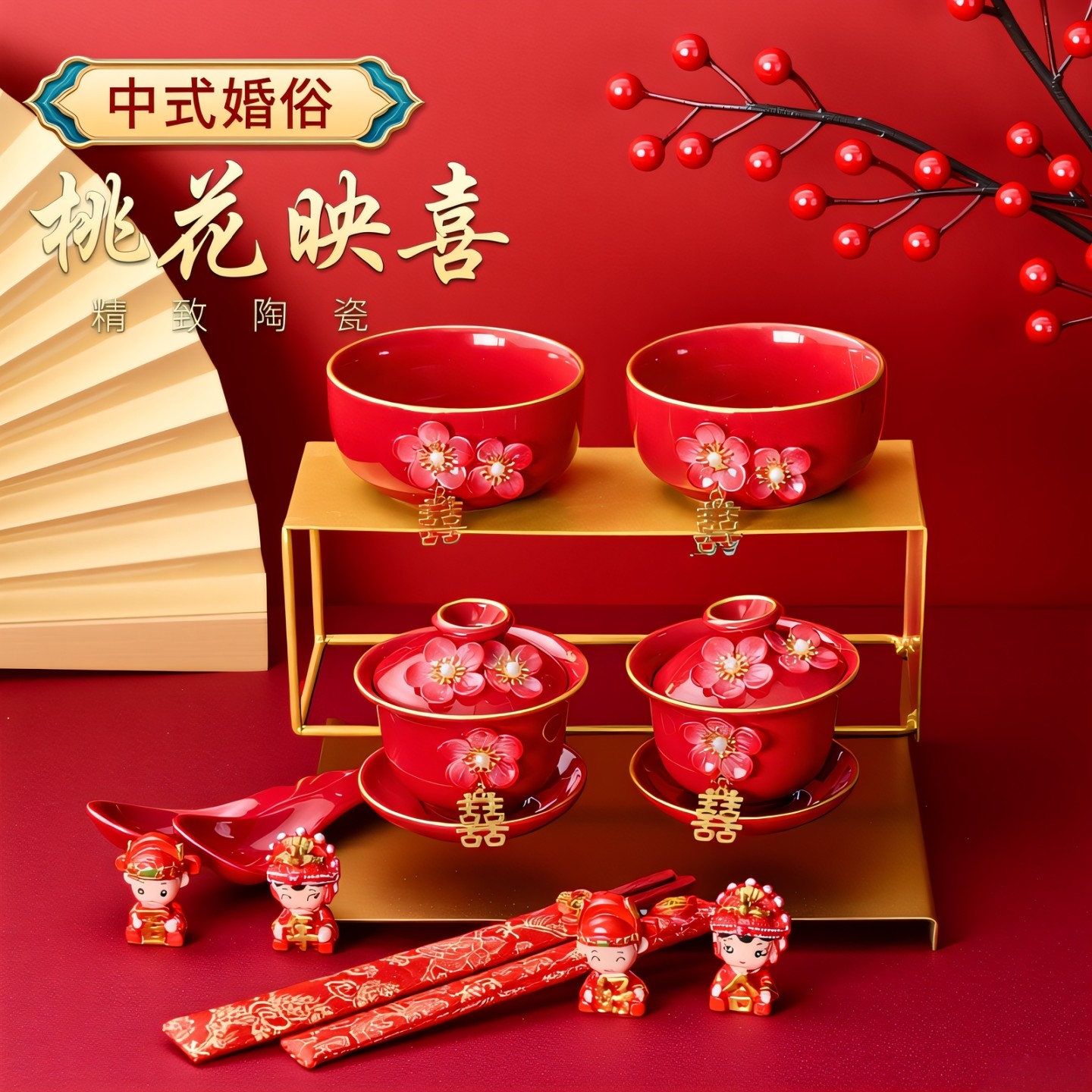 结婚敬茶杯套装陶瓷茶具改口敬长辈喜碗中式新婚礼物送新娘礼盒装,节庆用品/礼品,喜碗/敬茶杯,淘宝优惠券,粉丝福利购,淘宝优惠卷