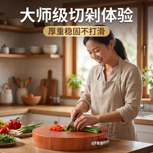 广西圆形防霉厨房商用铁木砧板