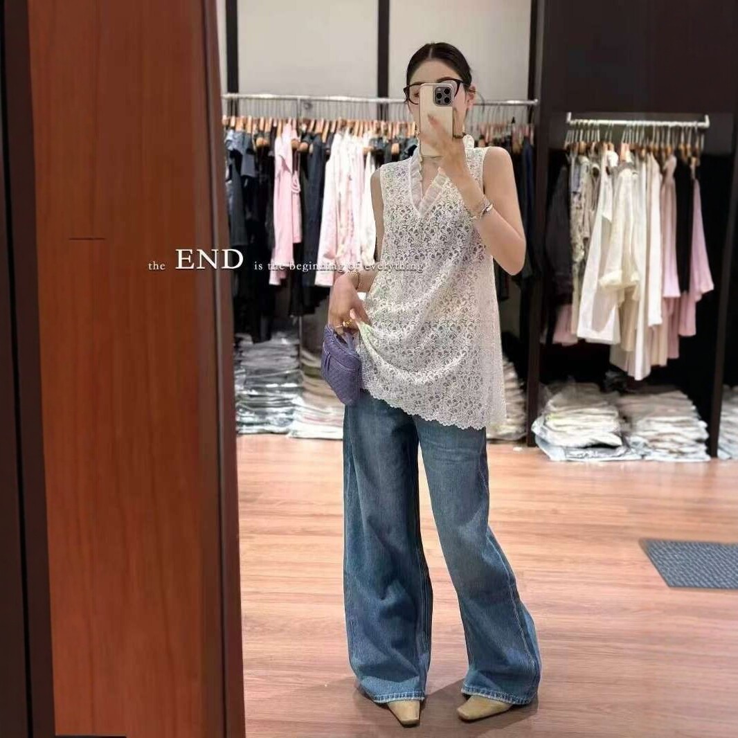 v领木耳边透感背心女夏外穿2026