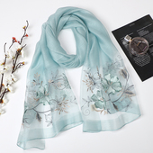 2025春夏新款 真丝绣花丝巾女苏绣刺绣旗袍披肩外搭送礼妈妈围巾薄