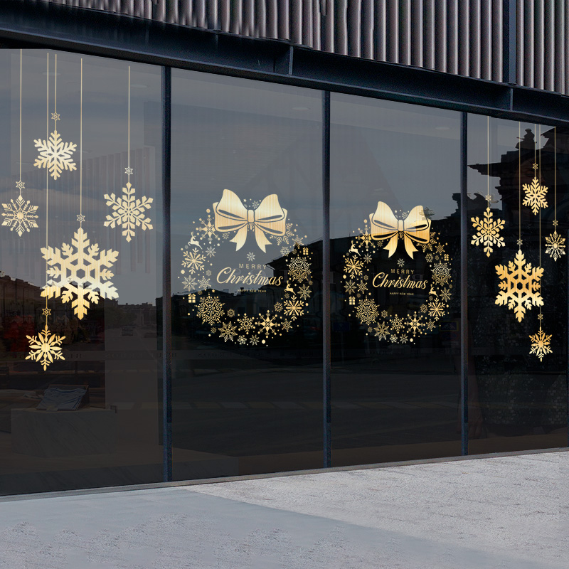 圣诞节店铺玻璃贴纸鎏金装饰