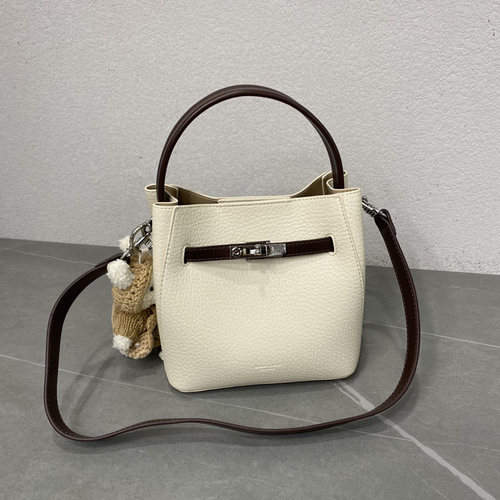 韩版时尚撞色水桶包荔枝纹女士