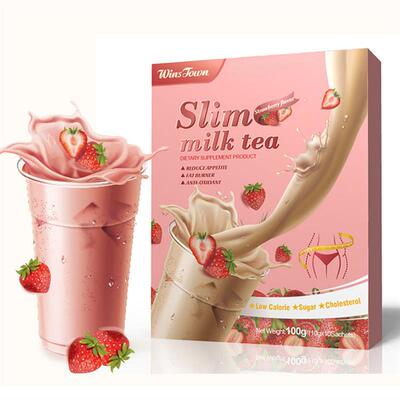 跨境现货Weight loss  slim milk tea Strawberry Flat tummy tea