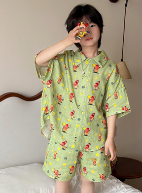 男女童夏季a类卡通睡衣三件套