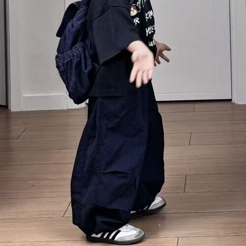 夏季男童薄款防蚊速干格子长裤