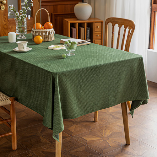 墨绿麦穗桌布复古纯色田园风布艺