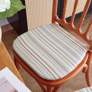 费尔岛坐垫法式 轻奢编织条纹座垫雪尼尔提花透气防滑办公室椅垫