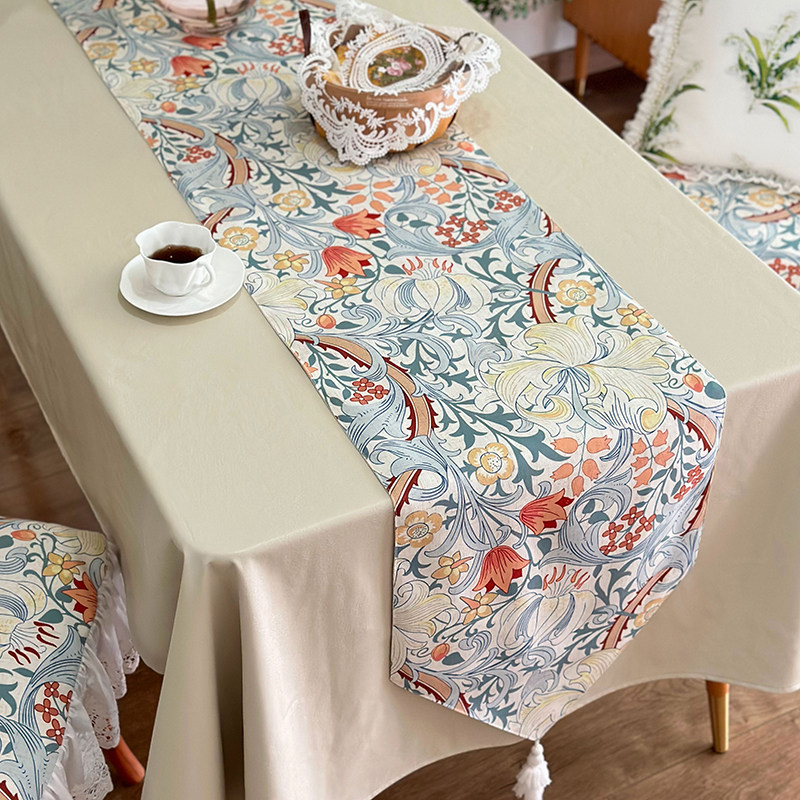 美式小清新防水桌旗植物花卉ins复古布艺盖布茶几电视柜防尘盖巾