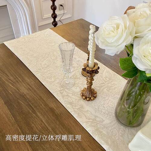 美式复古桌旗防水立体提花长盖巾