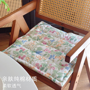 通用ins风田园方形垫 绿野浆果坐垫全棉印花椅垫家居餐椅坐垫四季
