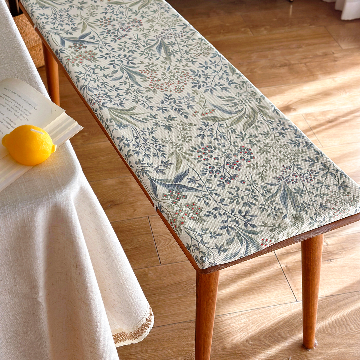 长凳坐垫美式田园风长条椅垫