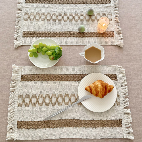 ins风棉麻编织餐垫日式隔热垫