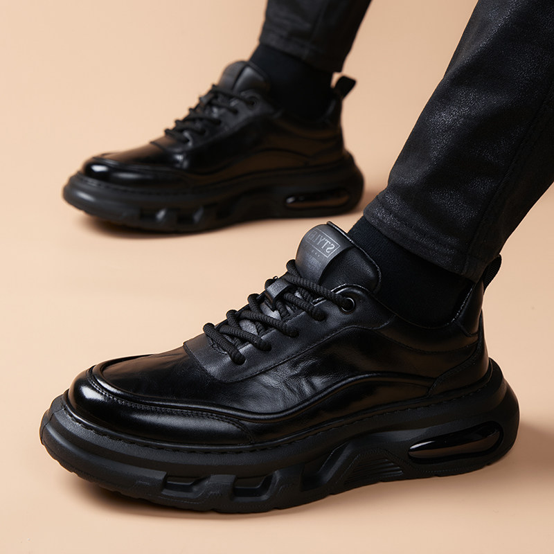 休闲运动皮鞋年轻人男款上班潮流百搭英伦风商务正装头层牛皮鞋