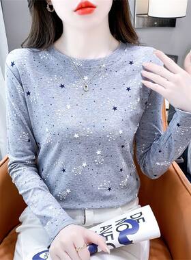 纯棉印花打底衫女长袖内搭上衣