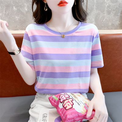 夏季条纹纯棉通勤女装