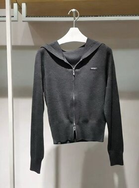 MM商场同款2026春新款百搭修身显瘦连帽针织开衫上衣女1H2230352