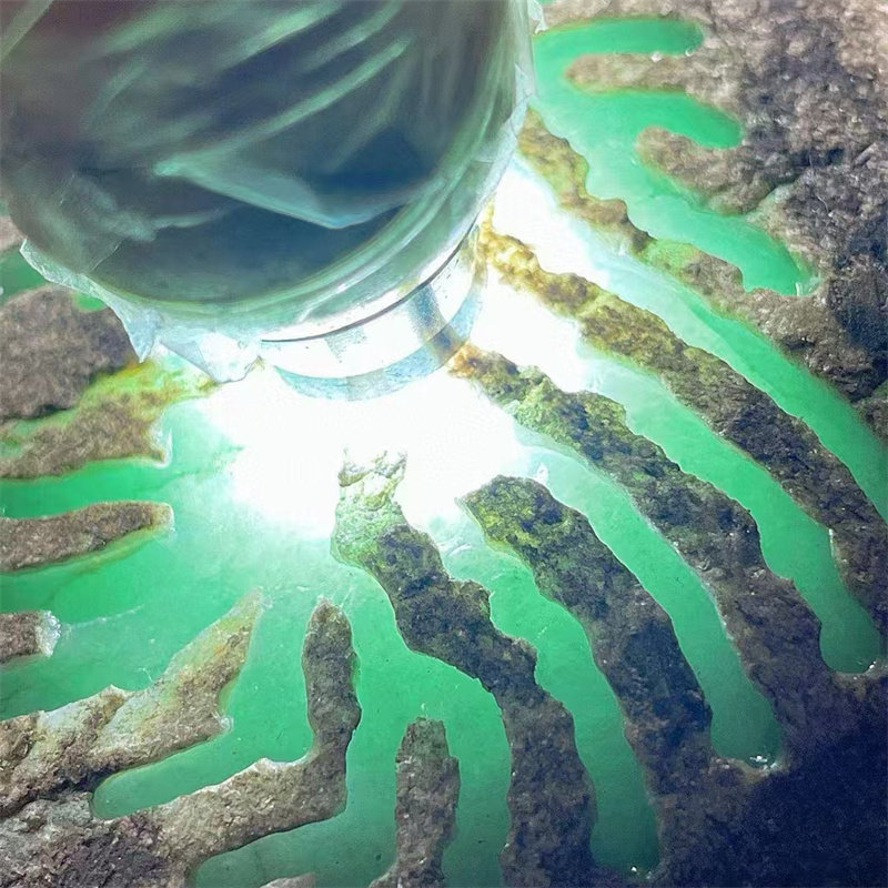 M59083缅甸天然翡翠原石老坑莫西沙场口开窗手镯料 重5.9公斤