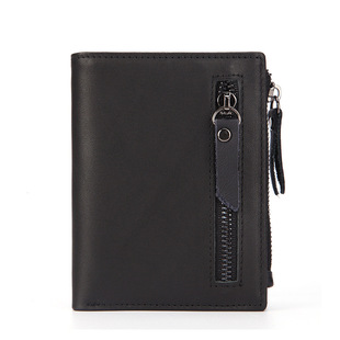 现货多功能 零钱男士 牛皮夹钱包热卖 拉链包真皮直批油蜡短款