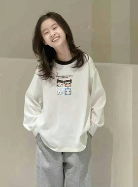 【苏舒童装】2025早春男女童卡通ins印花长袖圆领T恤打底衫25872