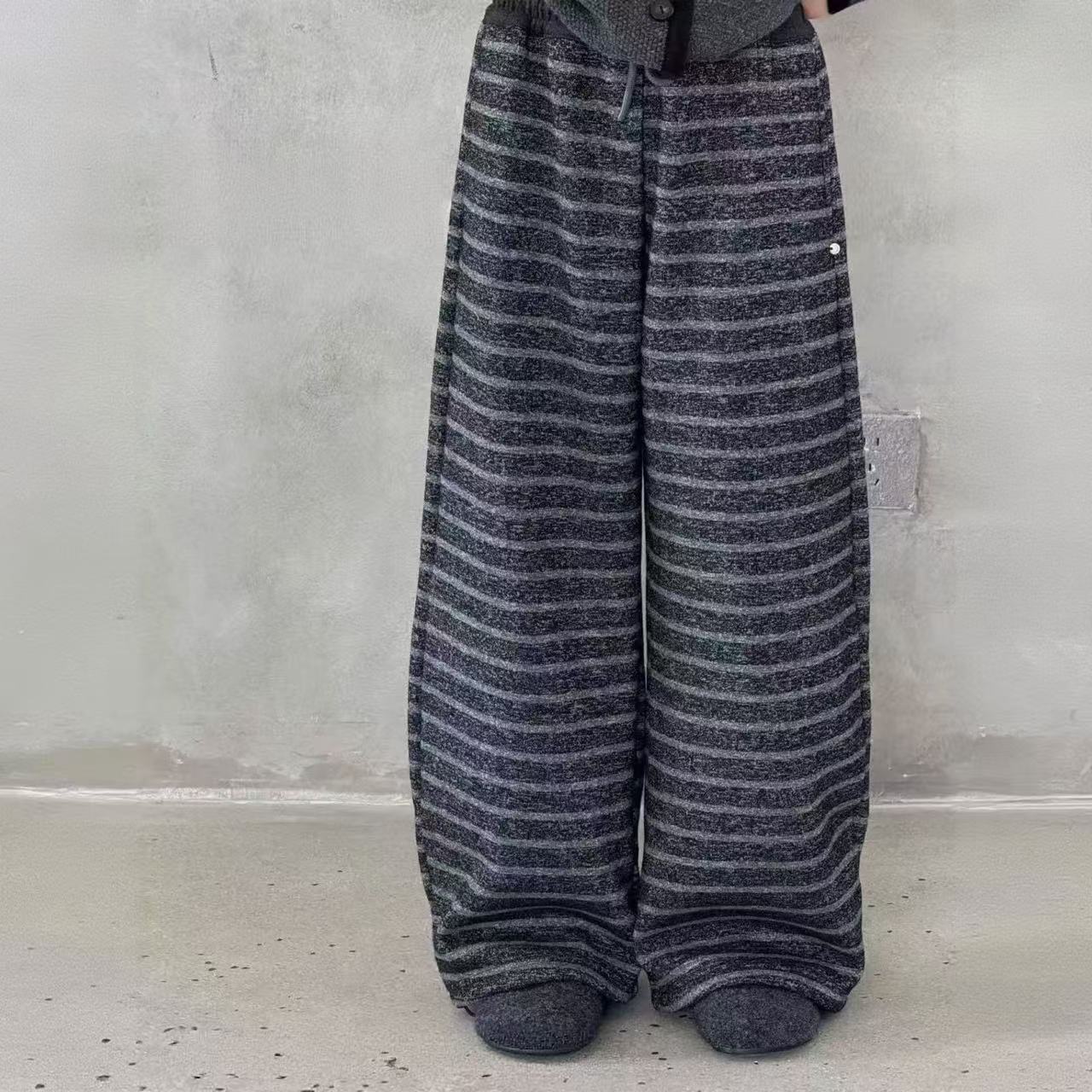 2025冬季女童中大童条纹加绒裤