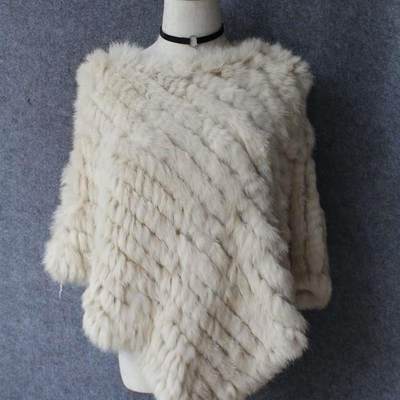 Fur braided real rabbit fur triangle shawl braided cape