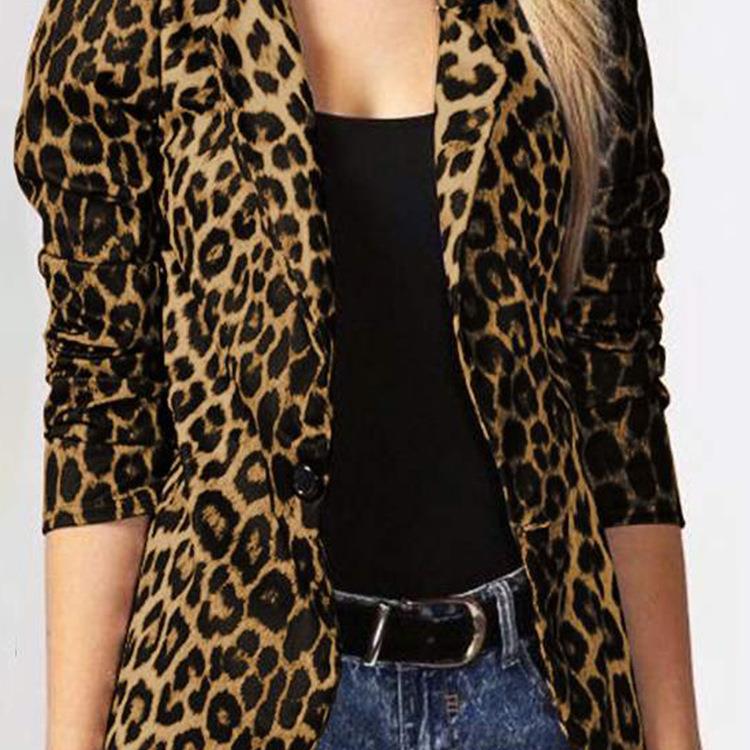 leopard button blazer streetwear autumn coats casual women
