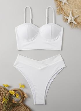 Shoulder Sexy Size Large Colorblocked Bikini