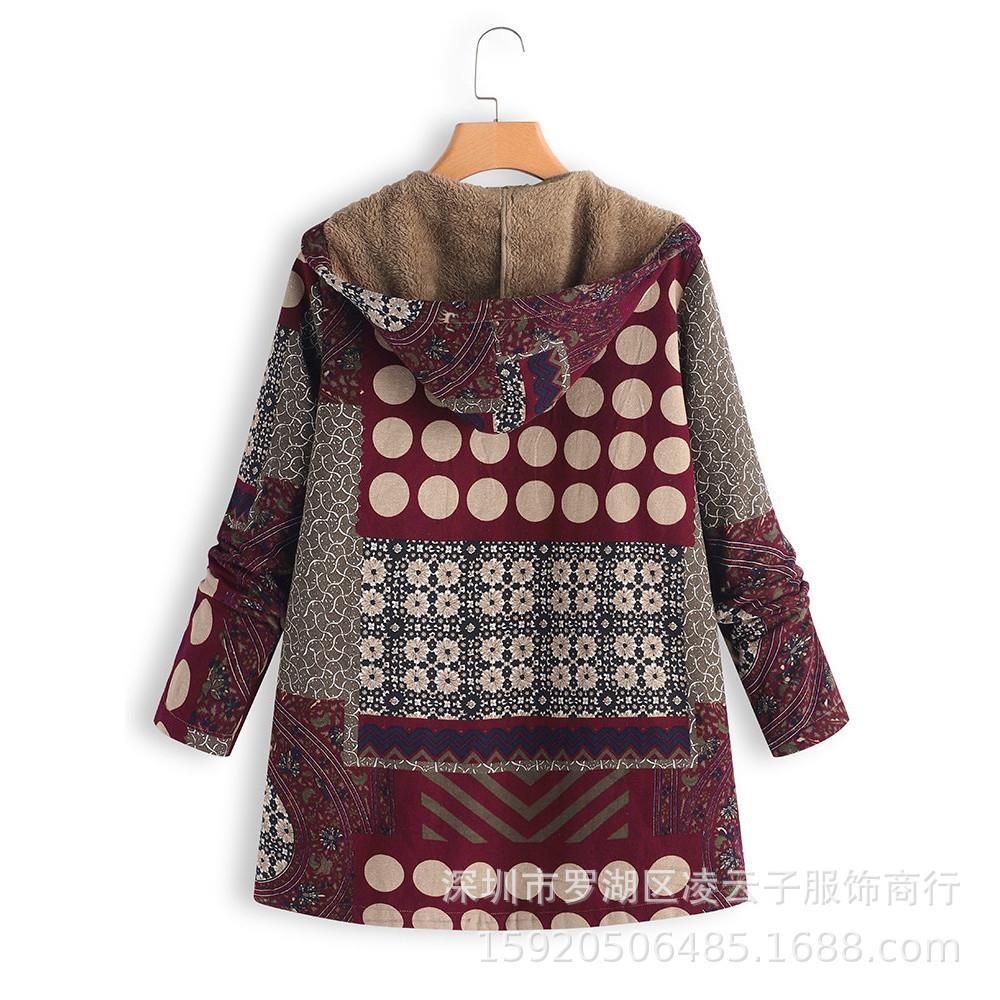 Jacket Coat Hooded Zipper Linen Cotton Fluffy Oversized