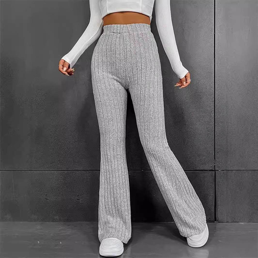 women for trousers fit slim pants waist high flared color