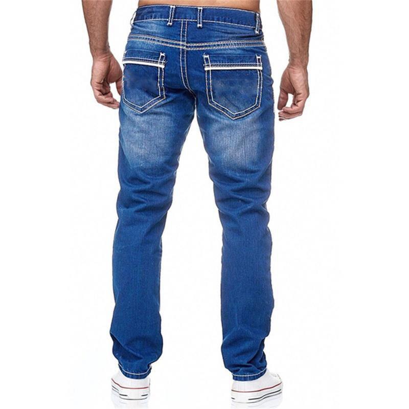 Mens slim fit double-line jeans Classic tricolor jeans