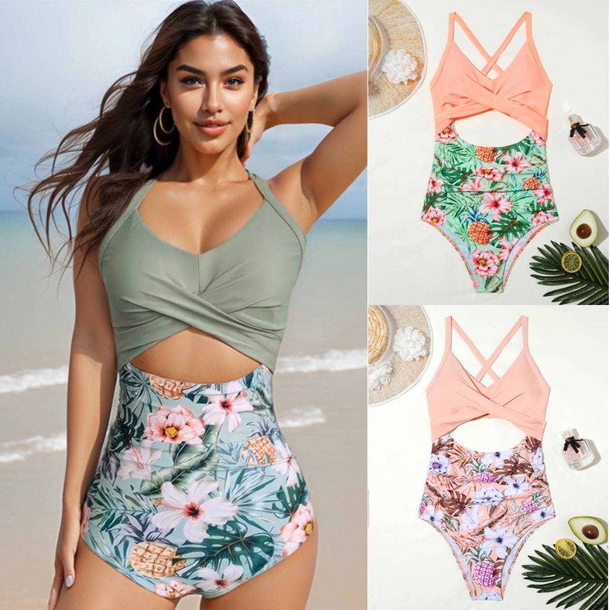 One-piece swimsuit with chest pads backless sleeveless