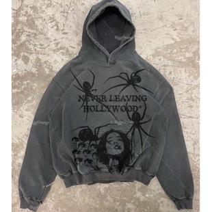 Gothic spider hoodie plus fleece pullover vintage