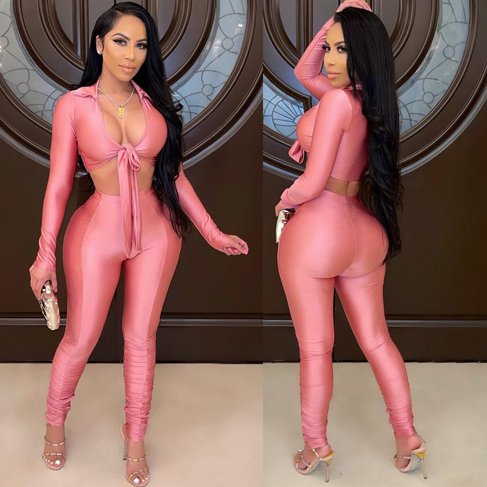 women for suit trousers long-sleeved bow cardigan two-piece