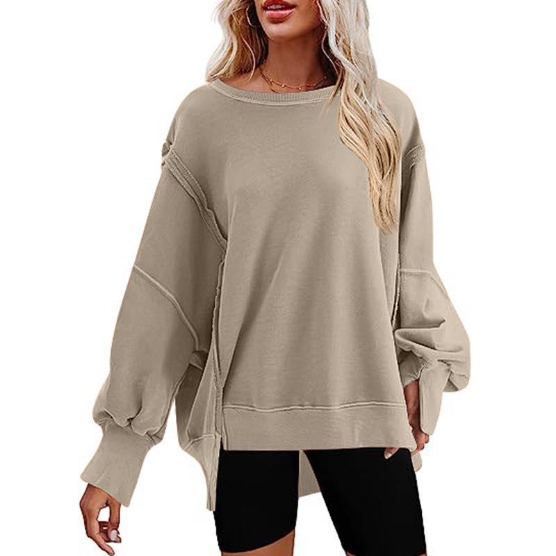 oversized non-fading sweatshirt crew solid washable long