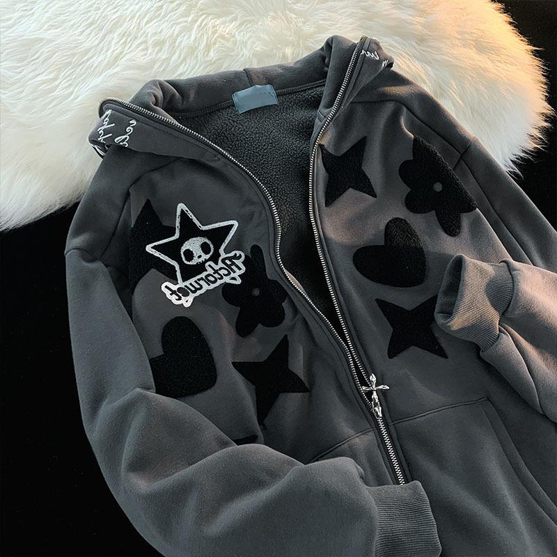 and cardigan plush jacket thickened loose oversized letter