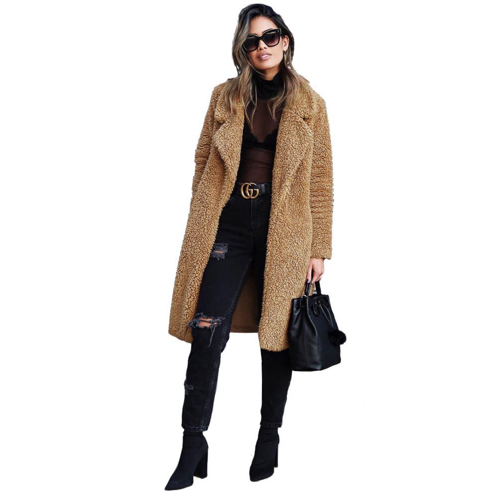 fleece double-faced lambskin coat long top plush womens