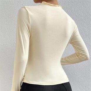 chic ruched elegant slim color long solid lady sexy girl