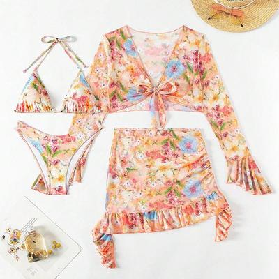 Swimsuit beach dress bikini four piece swimsuit women's