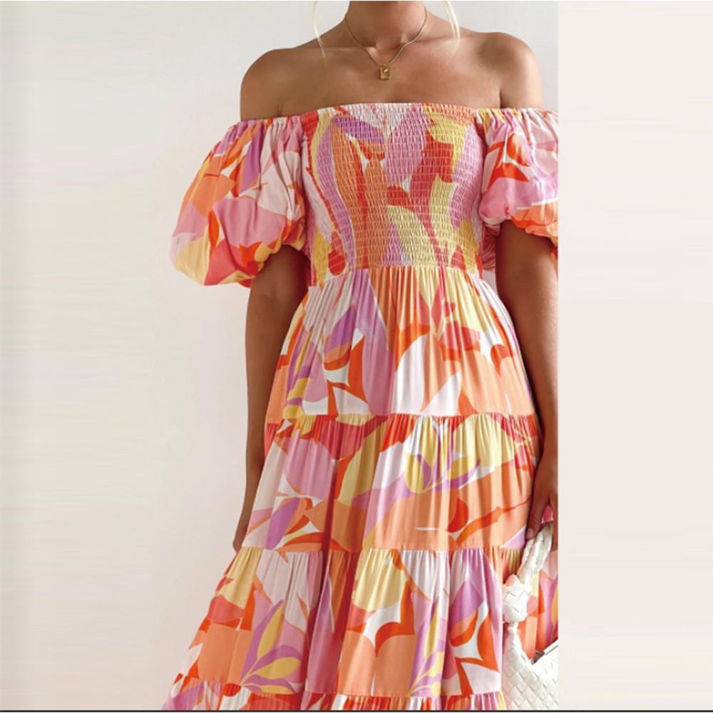 Womens Bohemian One Shoulder Sexy Loose Dress