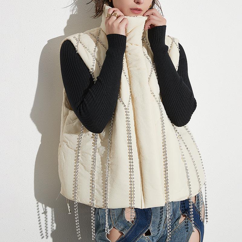 sleeveless and womens versatile collar vest diamond