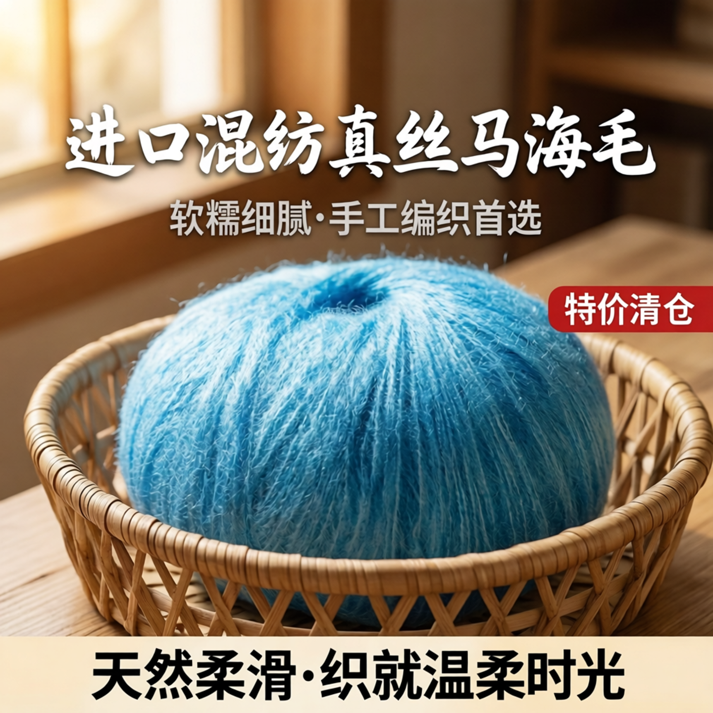 马海毛软糯毛线紫色进口混纺真丝马海毛海马毛线细线毛线特价清仓