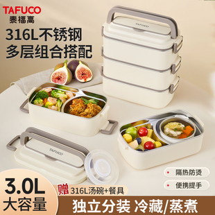 日本泰福高便携上班族学生专用饭盒大容量316L不锈钢可加热便当盒