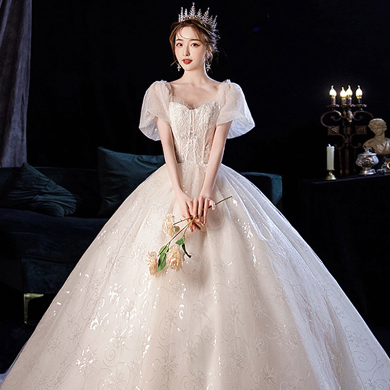 设计感主婚纱2021新款新娘法式赫本超仙公主风拖尾纱裙高端礼服女