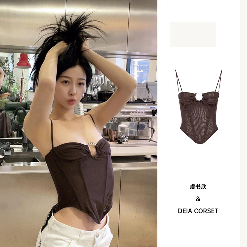 虞书欣同款2023夏季抹胸无袖短款背心内搭性感圆环镂空不规则吊带,女装/女士精品,背心吊带,淘宝优惠券,粉丝福利购,淘宝优惠卷