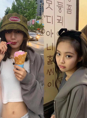 Jennie同款Lisa灰色加绒开衫上衣女BF拉风连帽宽松慵懒风卫衣外套