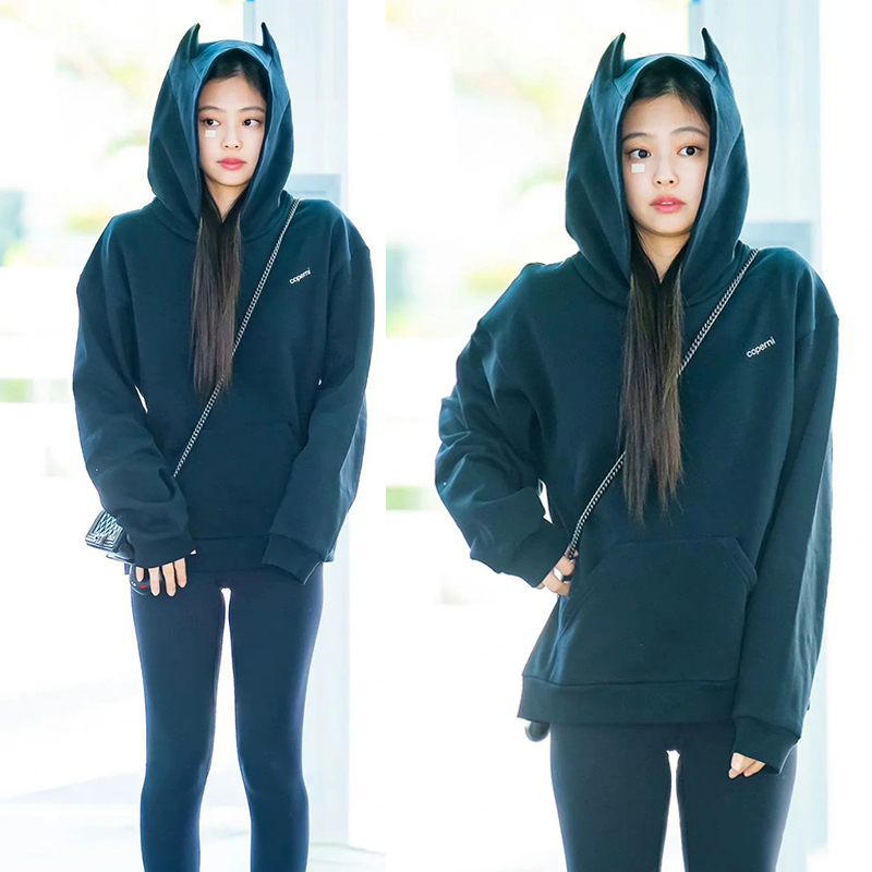 刺绣情侣连帽长袖套头卫衣外套