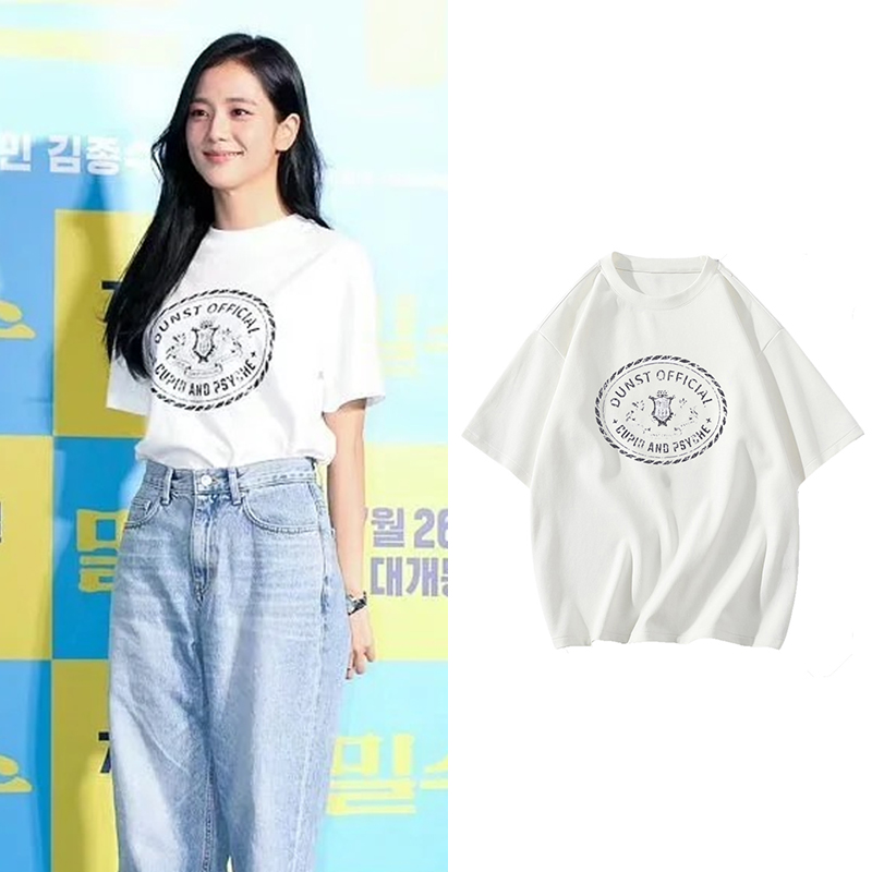 印花情侣圆领宽松纯棉短袖t恤