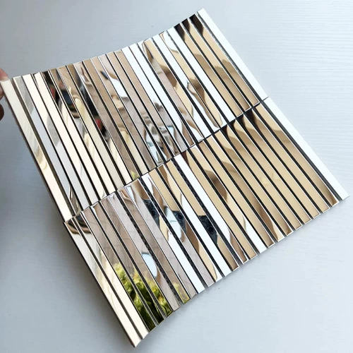 Серебряная металлическая мозаика из нержавеющей стали на стену, зеркальный эффект